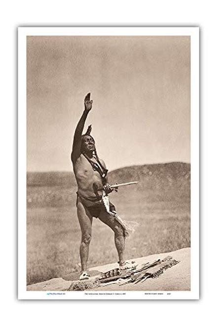 Pacifica Island Art - The Invocation Sioux - Dakota The North American Indian - Vintage Sepia Toned Photograph by Edward S. Curtis c.1907 - Master Art Print - 12in x 18in Pacifica Island Art - The Invocation Sioux - Dakota The North American Indian - Vintage Sepia Toned Photograph by Edward S. Curtis c.1907 - Master Art Print - 12in x 18in