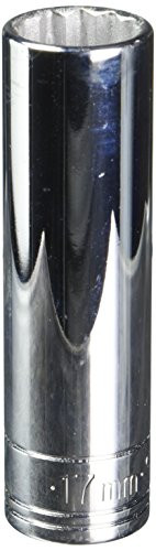 SK Hand Tool 48017 12 Point 1/2-Inch Drive Deep Socket, 17mm, Chrome