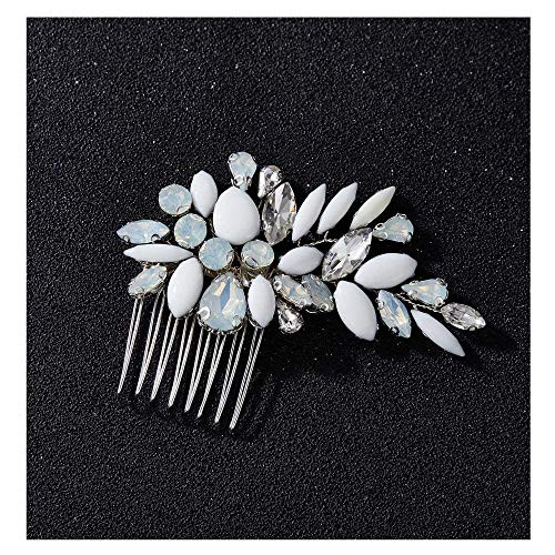 SWEETV Crystal Wedding Hair CombOpal Bridal Hair Clip Comb Wedding Hair Accessories for Brides