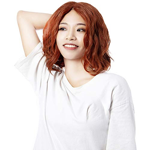 FIRSTLIKE Short Bob Wavy Curly Wig Synthetic Hair Wigs Cosplay Halloween Wigs Bob Party Wig for Women