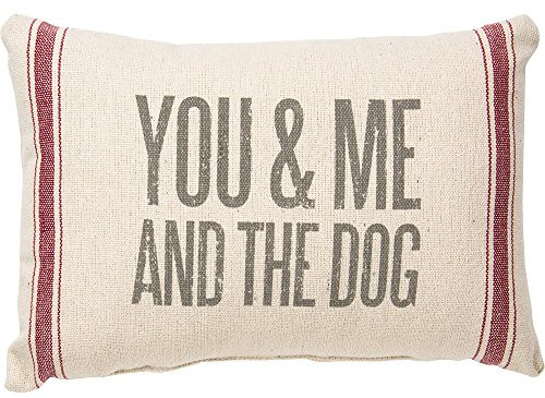 Primitives by Kathy Vintage Flour Sack Style You & Me and The Dog Throw Pillow, 15 x 10-Inch