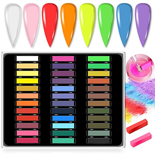 Vrenmol Soft Pastel Chalks for Acrylic Powder 36 Colors Colorful Non-Toxic Square Acrylic Chalks Pastel Professional Nail Chalks for Acrylic Nails Assorted Colors DIY Acrylic Nail Powder