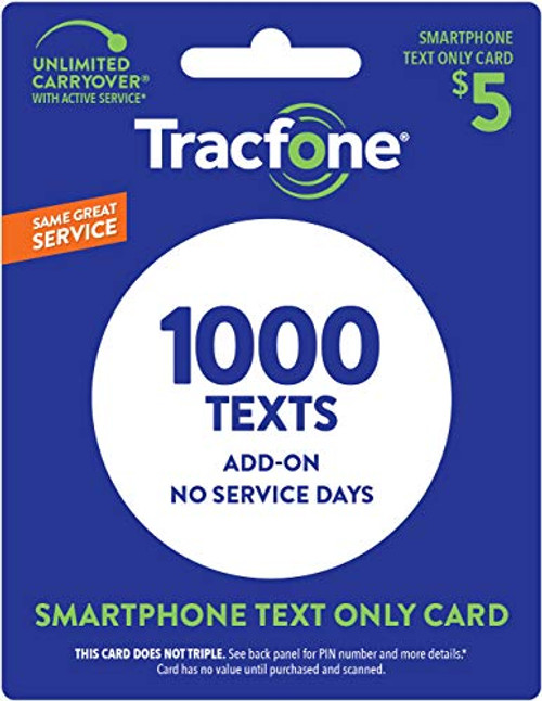 TracFone Text Only Plan - 1,000 Add-On Text Only - No Minutes/Data Included Physical Card Shipped