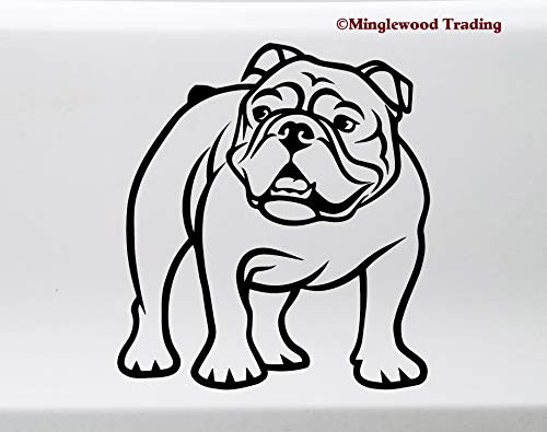 Minglewood Trading White - Bulldog Vinyl Sticker Dog Puppy - V3 Die Cut Decal 5h x 4.5w inches