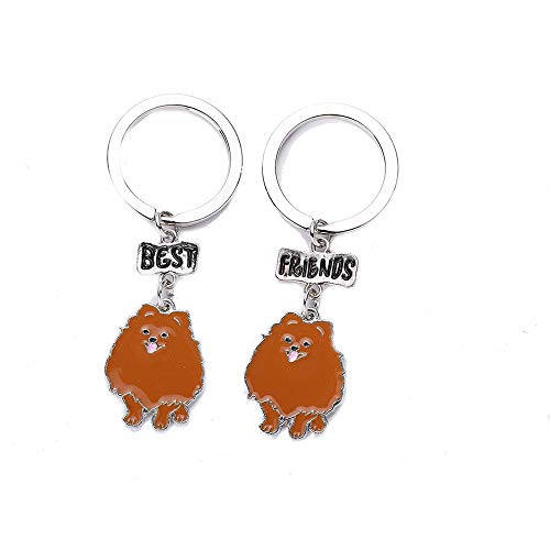 Pet Keychain, Lovely Best Friend Dogs Pendant Keychain Fashion Pet Lover Memorial Key Ring Metal Best Gift for Couples, Friends A Set Brown Pomeranian