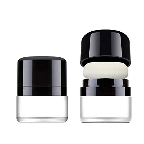 Loose Powder Box with Mirror Travel Portable Powder Case with Mushroom Sponge Puff DIY Cosmetic Foundation Powder Case Blusher Finishing Powder Jar Container 1pcs with 1replacement sponges