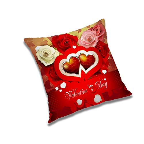 RADANYA Heart Valentine Cushion Cover Home Decorative Square Throw Sofa Couch Cushion Case - 12inch x12inch , Red