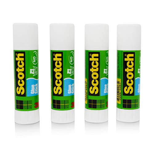 Scotch Glue Sticks.74 Ounces, Washable, Non-Toxic, 4-Pack  Perfect for Home, Office, School, and Arts-and-Crafts Use  Includes Assorted Color Flags