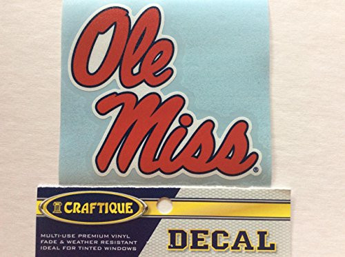 Craftique Ole Miss Rebels, Premium Vinyl Sticker 4inch  Decal Bumper Car Truck Laptop