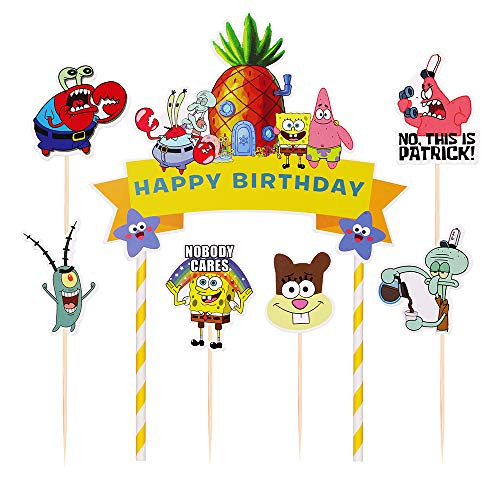 Ewivi SpongeBob SquarePants Cake Topper Set - for Kids Birthday Party Supplies 25pcs