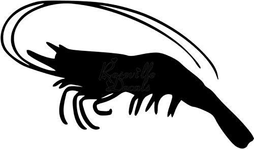 Shrimp Seafood Vinyl Decal Sticker for Home Office Decor Vehicle Window Sign Size- 6 inch / 15 cm Wide Color- Matte Black