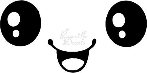 Cute Smiling Face Vinyl Decal Sticker for Home Office Decor Vehicle Window Sign Size- 6 inch / 15 cm Wide Color- Matte Black
