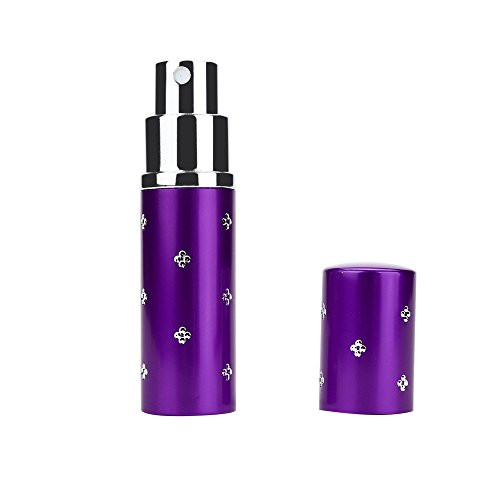 1pcs 10ml Portable Mini Refillable Perfume Scent Aftershave Atomizer Empty Spray Bottle with Metallic Exterior  and  Glass Interior - Perfume Bottle Atomizer for Travel Purse Purple