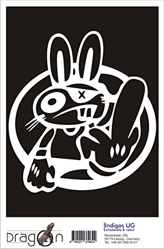 INDIGOS UG Sticker - Bumper - Car - Vehicle - JDM - Die Cut - OEM - Drift Rabbit - 120X110 mm Yellow - Office Home School Tuning Truck