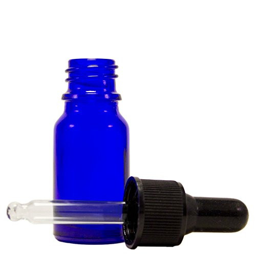10 ml 1/3 fl oz Cobalt Blue Glass Bottle with Glass Dropper Single