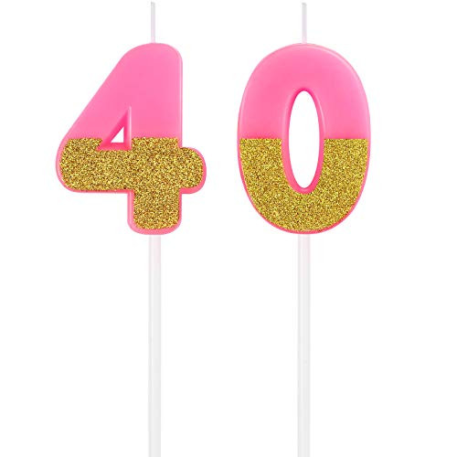 40th Numeral Birthday Candles Glitter Happy Birthday Cake Candles Cake Topper Decoration for Wedding Party Anniversary Celebration Pink 40th Numeral Birthday Candles Glitter Happy Birthday Cake Candles Cake Topper Decoration for Wedding Party Anniversary Celebration Pink