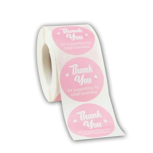 1.5inch  Thank You for Supporting My Small Business Stickers, Round Labels for Business, Online Retailers, Boutiques, Shops to Use on Bags, Boxes and Envelope, 500 Labels Per Roll, Pink Stickers 1.5inch  Thank You for Supporting My Small Business Stickers, Round Labels for Business, Online Retailers, Boutiques, Shops to Use on Bags, Boxes and Envelope, 500 Labels Per Roll, Pink Stickers