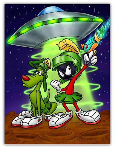 cartoon Marvin The Martian Car Bumper Sticker Decal 4'' X 5''