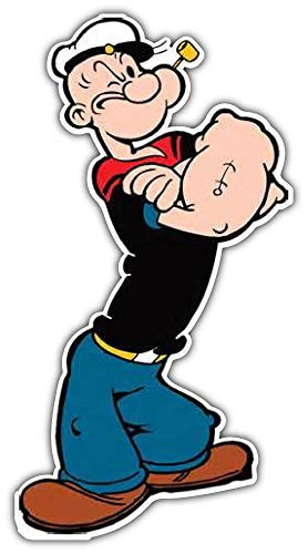 cartoon Popeye Car Bumper Sticker Decal 3'' X 6''