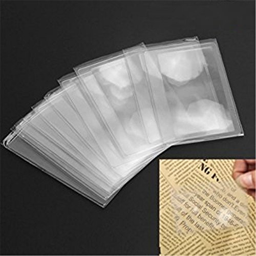 YOUZUO Transparent 3X Credit Card Size Fresnel Lens Magnifier Ultra Thin Pocket Wallet Magnifying Glass Lens 10 Pack
