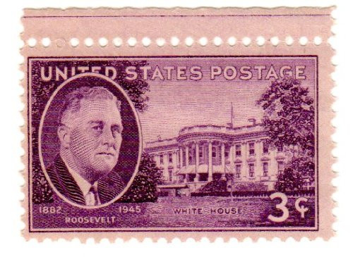 Postage Stamps United States. One Single 3 Cents Purple, Roosevelt and White House Issue, Stamp Dated 1945-46, Scott 932.