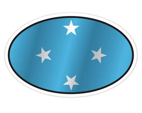 Micronesia Flag Oval - 3inch  Vinyl Sticker - For Car Laptop I-Pad Phone Helmet Hard Hat - Waterproof Decal