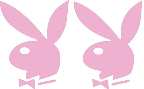 2 Playboy Bunnies Logo - Vinyl 3inch  tall Color PINK decal laptop tablet skateboard car windows stickers - by So Cool Stuff