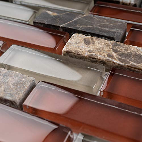 TBCDG-06 Cherry Red Mix Gray Brick Glass Mosaic Tile Sample Swatch