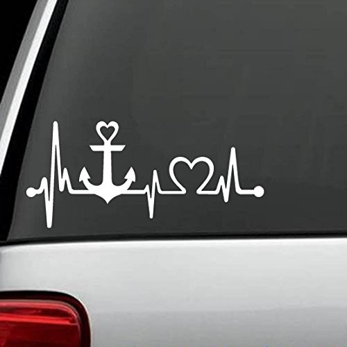 K1048 Boat Boating Anchor Heartbeat Lifeline Decal Sticker