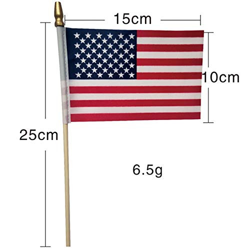 CEREALY 5Pcs Small American Flags on Stick 4x6 Inch/Small US Flags Mini American Flag Wooden American Hand Held Stick Flags Spear Top