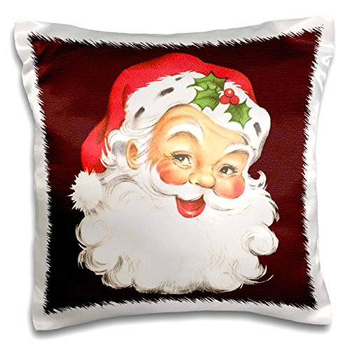 3dRose Santa Snow Skiing on Candy Cane Skis - Pillow Case, 16 by 16-inch (pc_172762_1)