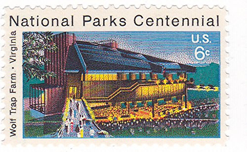 Single 1972 6 Cents US Postage Stamp, S 1452, National Park Centennial, Wolf Trap Farm Single 1972 6 Cents US Postage Stamp, S 1452, National Park Centennial, Wolf Trap Farm