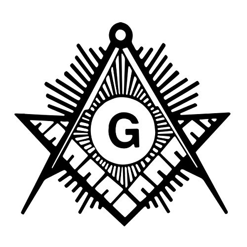 Shining Square  and  Compass Masonic Vinyl Decal - Black6 Inch