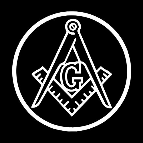 Circle Square  and  Compass Masonic Vinyl Decal - White6 Inch