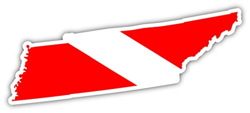 Tennessee State Shaped Scuba Diver Scuba Diving Dive Down Flag Bumper Sticker Decal Car Window Stickers 3x6 in