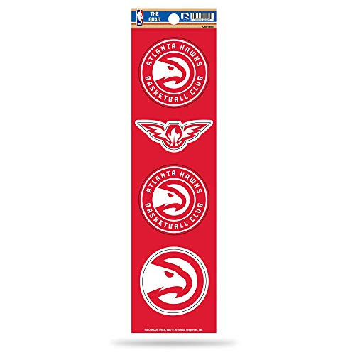 NBA Rico Industries Die Cut 4-Piece The Quad Sticker Sheet, Atlanta Hawks Team Color, 3 x 11.5-inches