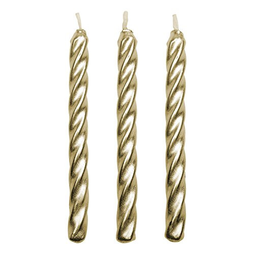 PME Gold Twist Candles, Set of 10, White