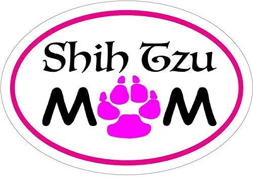 ION Graphics Shih TZU Decal - Pink Oval Shih Tzu MOM Vinyl Sticker - Shih Tzu Bumper Sticker - Dog Mom Decal - Perfect Shih TZU Dog Mother Gift - Made in The USA Size 4.700inch  x 3.290inch  inch