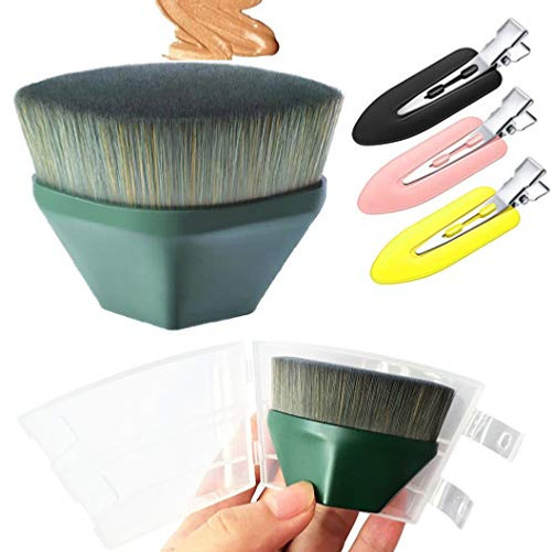 Foundation Makeup Brush - Kabuki Face Brush Flat Top?Petal Shaped Foundation Brush High Density Multifunctional for Flawless Powder, Blending Liquid or Cream Cosmetics with Portable Case Foundation Makeup Brush - Kabuki Face Brush Flat Top?Petal Shaped Foundation Brush High Density Multifunctional for Flawless Powder, Blending Liquid or Cream Cosmetics with Portable Case