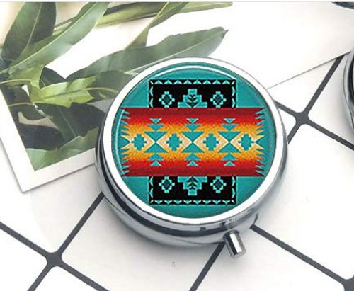 Native American Compact 3 Compartment Medicine Case, Pill Box for Pocket or Purse Pill Box Decorative Pill Case with Gift Box Native American Compact 3 Compartment Medicine Case, Pill Box for Pocket or Purse Pill Box Decorative Pill Case with Gift Box