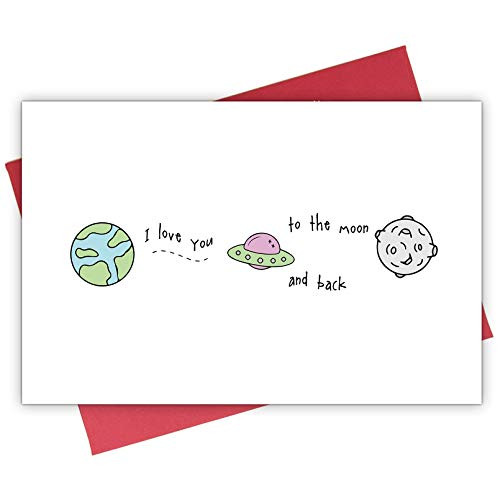 Valentine's Love Card, Sweet Valentines Day Card, I Love You To The Moon And Back