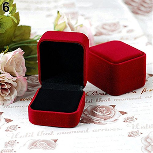 Jewelry Earring Ring Display Storage Organizer Square Lid Open Box Case Gift Red Jewelry Earring Ring Display Storage Organizer Square Lid Open Box Case Gift Red