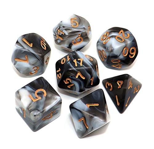 CREEBUY DND Dice Black White Polyhedral Dice Set for Dungeon and Dragons MTG RPG D and D D20 D12 D10 D8 D6 D4