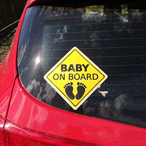 FUNMOME Car Stickers Universal Vinyl Baby ON Board Footprint Cars Body Reflective Warning Sign Decor Auto Door Window Bumper Waterproof Protection Sticker