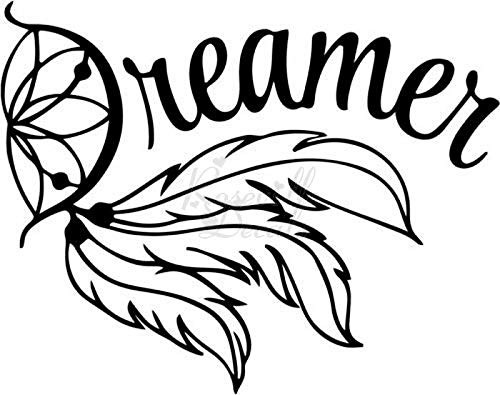 Dreamer Dreamcatcher Indian Vinyl Decal Sticker for Home Office Decor Vehicle Window Sign Size- 6 inch / 15 cm Wide Color- Gloss Black