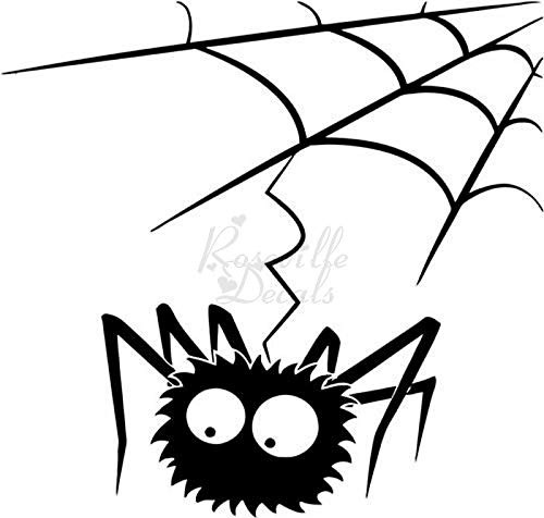 Cute Spider Web Bug Vinyl Decal Sticker for Home Office Decor Vehicle Window Sign Size- 6 inch / 15 cm Wide Color- Gloss Black