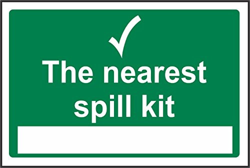 INDIGOS UG - Sticker - Safety - Warning - The Nearest Spill kit Station Safety Sign - Self Adhesive Sticker 200mm x 150mm - Decal for Office, Company, School, Hotel