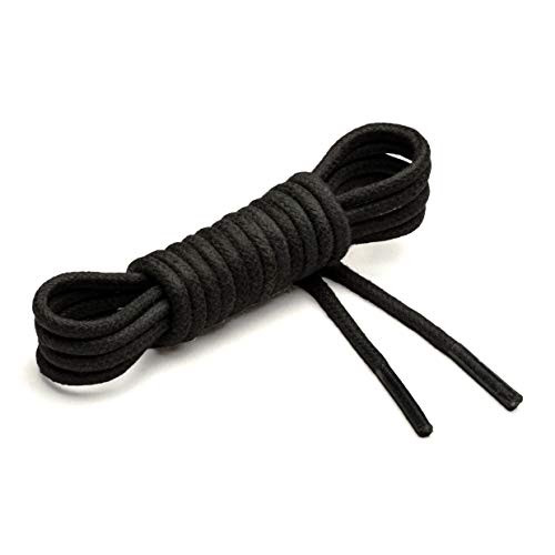 Benchmark Basics Black 36inch  Round Waxed Cotton Shoelaces  2mm 5/64 Width 36 Inches, Black