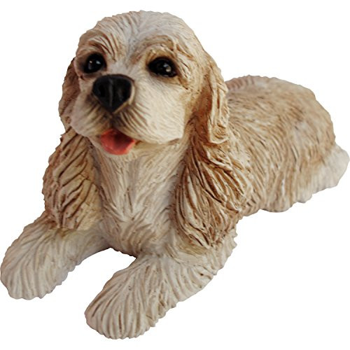 Sandicast Small Size Buff Cocker Spaniel Sculpture, Lying