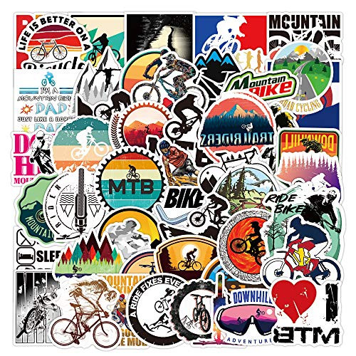MTB Stickers, 50pcs Outdoors Mountain Bike Sticker Decals, Waterproof Vinyl Stickers Pack for Hydro Flask Water Bottles Skateboard Laptop Car Bumper Helmet